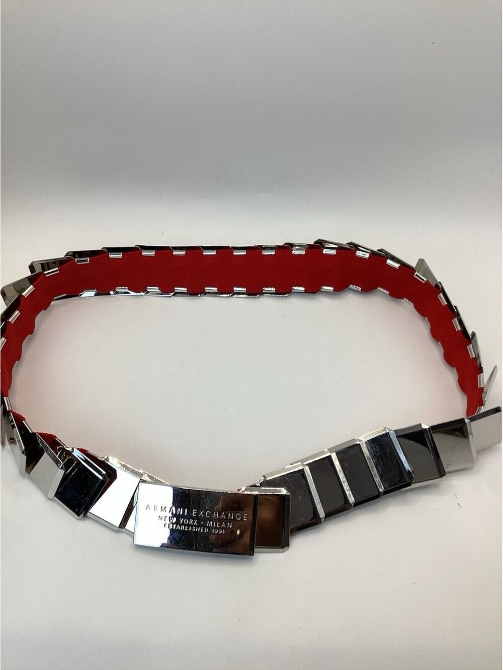 Vintage Armani Exchange Ax Stainless Steel Expansion Stretchy Waist Belt Y2K